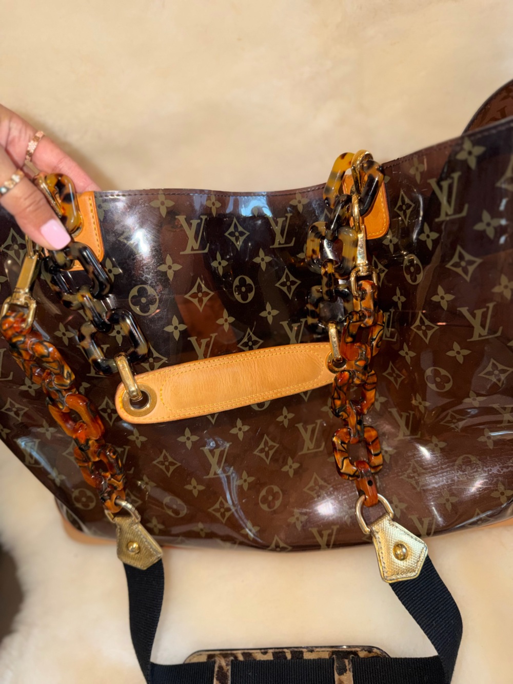 XL Louis Vuitton tote shoulder bag travel bag y2k LV monogram sac amber cavas gm - Picture 14 of 16